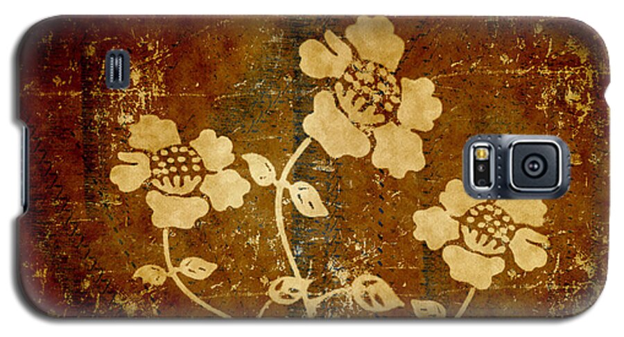 Brown Galaxy S5 Case featuring the digital art Flowers on the Wall by Milena Ilieva
