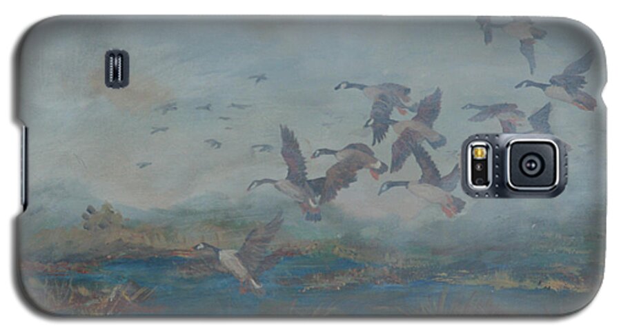 #wildlife Prints Galaxy S5 Case featuring the painting Foggy Morning by Gail Daley