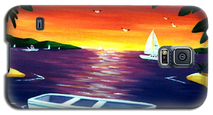 Sunset Galaxy S5 Case featuring the painting Footprints In Paradise by Lance Headlee