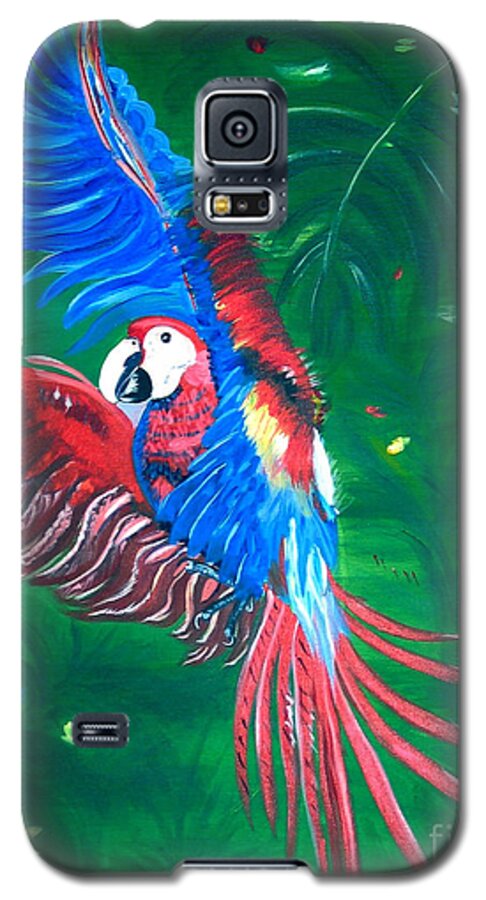 Parrot Galaxy S5 Case featuring the painting Forest Landing by Phyllis Kaltenbach