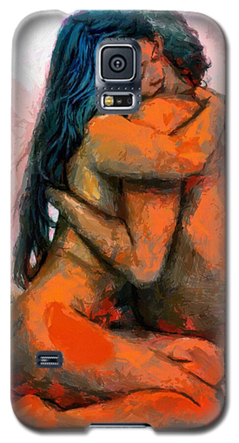 Man Galaxy S5 Case featuring the painting Forever in My Arms by Tyler Robbins