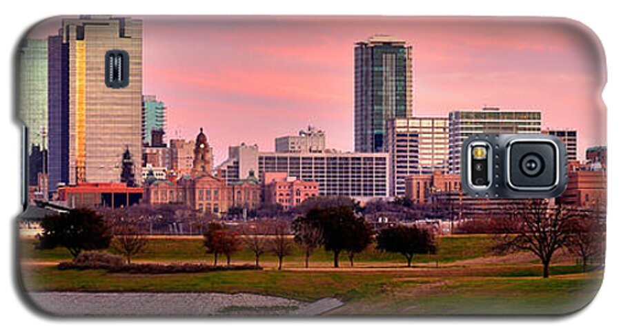 Fort Worth Skyline Galaxy S5 Case featuring the photograph Fort Worth Skyline at Dusk Evening Color Evening Panorama Ft Worth Texas by Jon Holiday