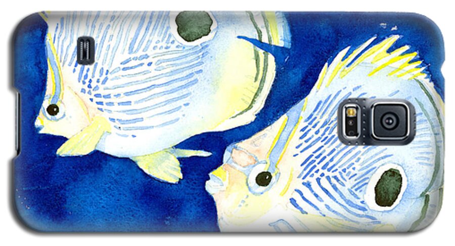Butterflyfish Galaxy S5 Case featuring the painting Foureye Butterflyfish by Pauline Walsh Jacobson