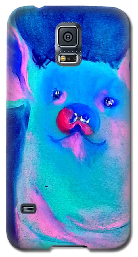 Animals Galaxy S5 Case featuring the painting Funky Piggy Blue by Sue Jacobi