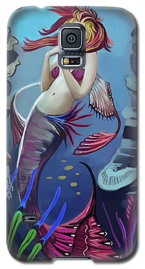 Woman Galaxy S5 Case featuring the digital art Gabriel the mermaid by Bogdan Floridana Oana