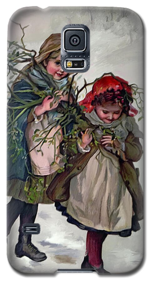 Mistletoe Galaxy S5 Case featuring the painting Gathering Mistletoe by Portraits By NC
