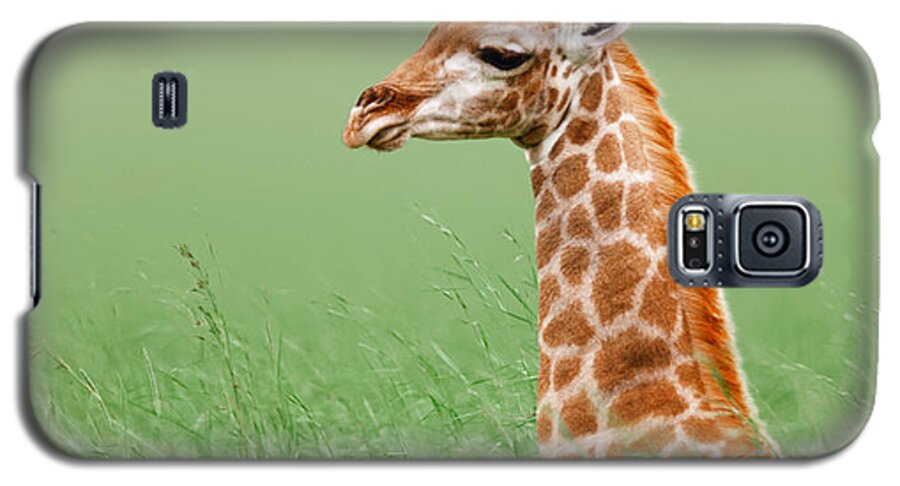 #faatoppicks Galaxy S5 Case featuring the photograph Giraffe lying in grass by Johan Swanepoel
