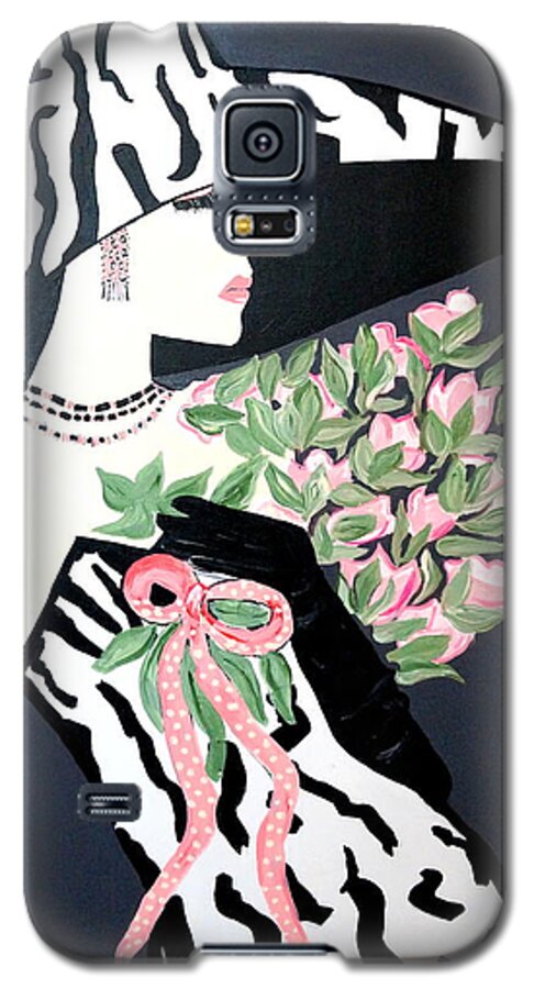 Girl Love's Pink Galaxy S5 Case featuring the painting Girl That Loves Pink Art Deco by Nora Shepley
