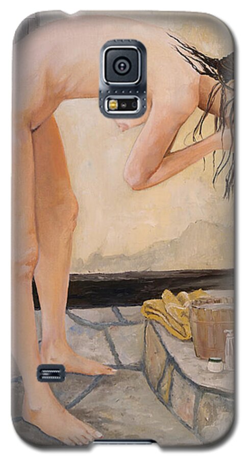 Nudes Galaxy S5 Case featuring the painting Girl with the Golden Towel by Alan Lakin