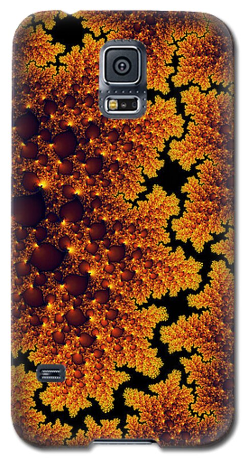 Golden Galaxy S5 Case featuring the digital art Golden and black fractal universe by Matthias Hauser