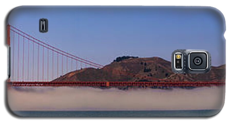 Horizontal Galaxy S5 Case featuring the photograph Golden Gate Bridge over fog Panorama by Chris Bordeleau