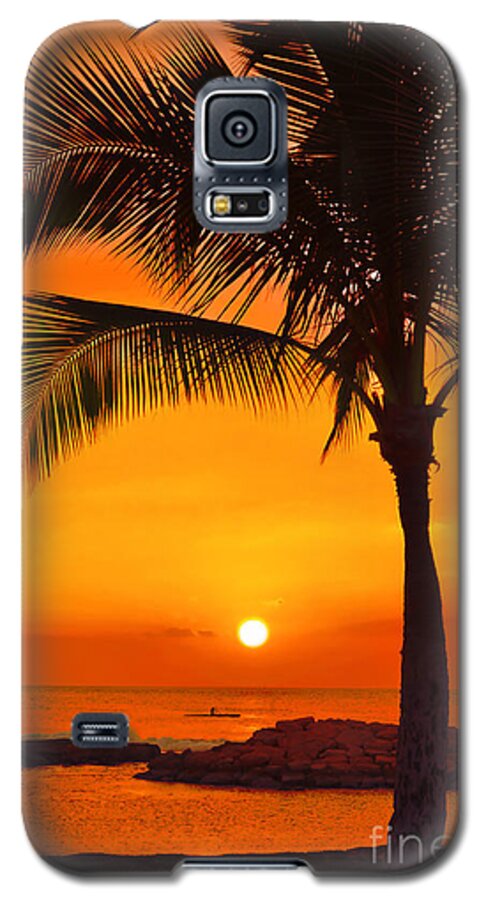 Hawaii Sunset Galaxy S5 Case featuring the photograph Golden Hawaiian Sunset by Aloha Art