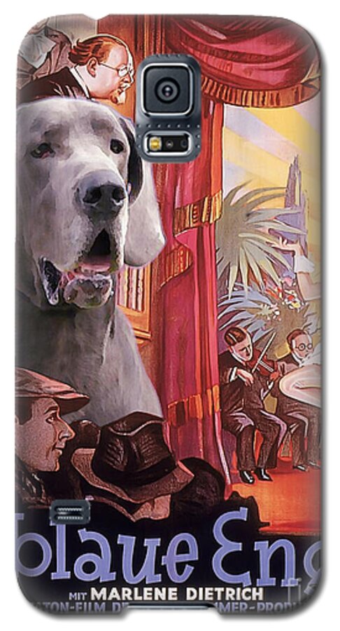 Great Dane Galaxy S5 Case featuring the painting Great Dane Art Canvas Print - Der Blaue Engel Movie Poster by Sandra Sij