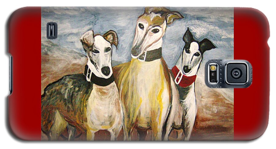 Greyhounds Galaxy S5 Case featuring the painting Greyhounds by Leslie Manley