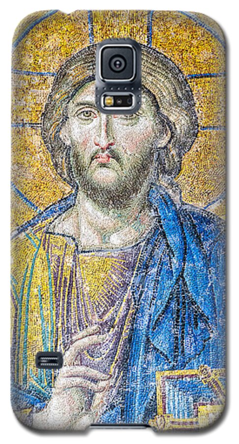 Istanbul Galaxy S5 Case featuring the photograph Hagia Sofia Jesus mosaic by Antony McAulay