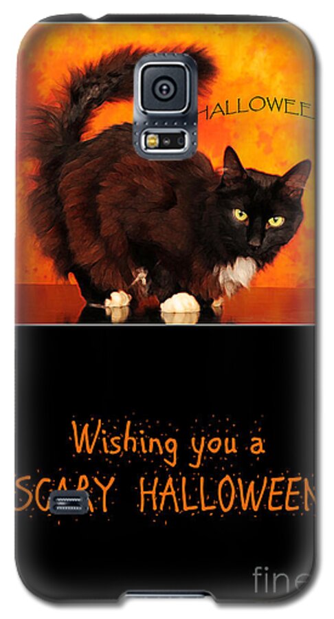 Scary Galaxy S5 Case featuring the photograph Halloween Cat by Randi Grace Nilsberg