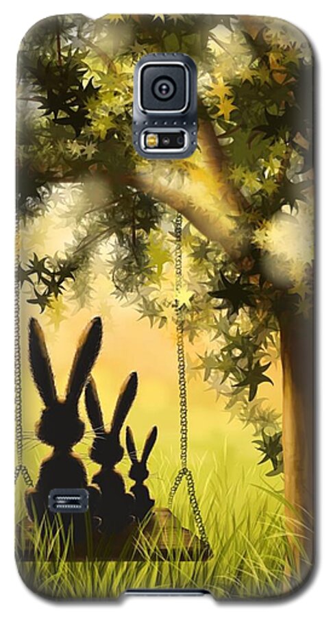 Bunny Galaxy S5 Case featuring the painting Happily together by Veronica Minozzi