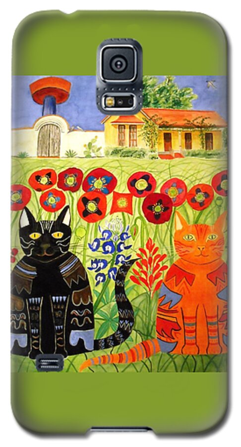 Cats Galaxy S5 Case featuring the painting Happy Cats by Vera Smith