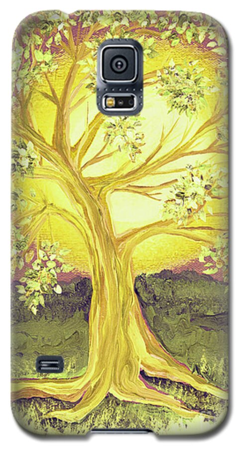 First Star Galaxy S5 Case featuring the painting Heart of Gold Tree by jrr by First Star Art