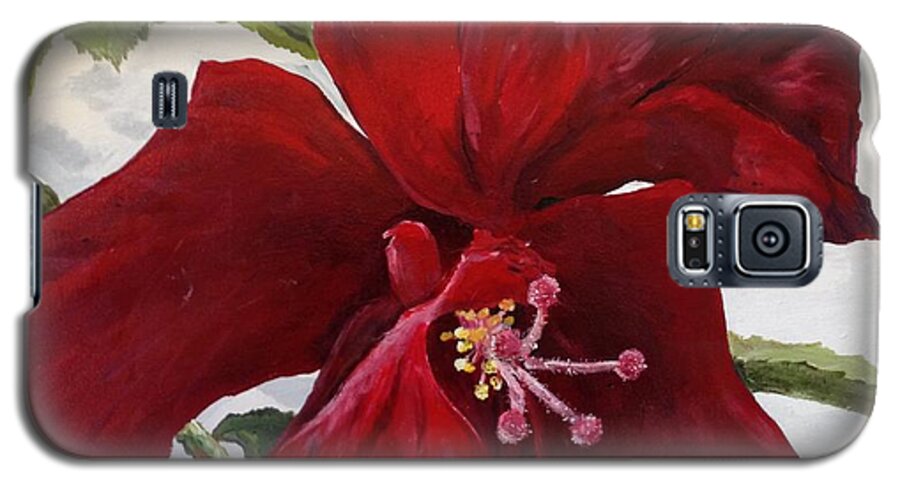 Flower Galaxy S5 Case featuring the painting Double Hibiscus by Alan Lakin