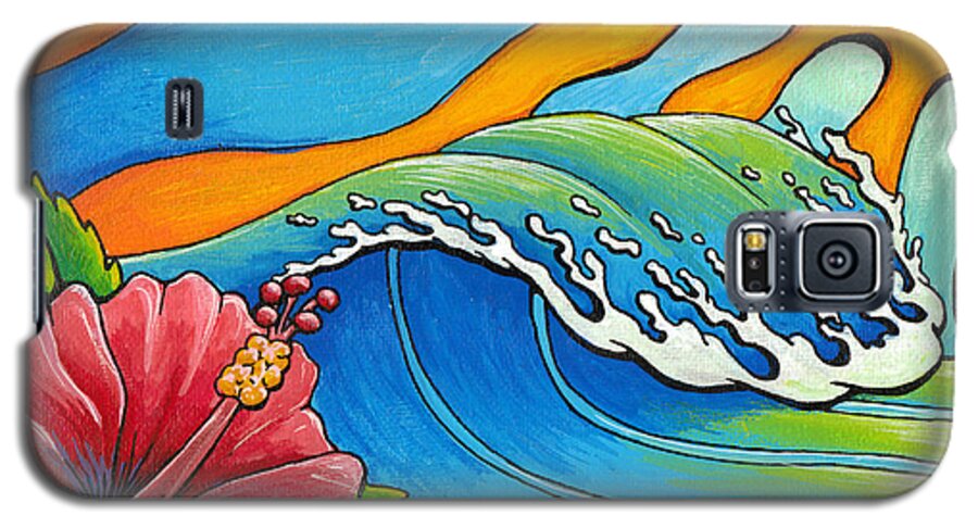 Wave Galaxy S5 Case featuring the painting Hibiscus Wave by Adam Johnson