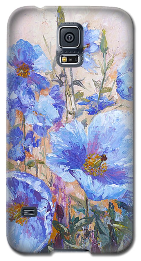 Himalayan Blue Poppies Galaxy S5 Case featuring the painting Himalayan Blue Poppies by Karen Mattson