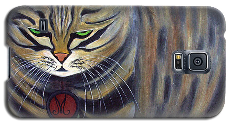 Cat Galaxy S5 Case featuring the painting His Lordship Monty by Jolanta Anna Karolska