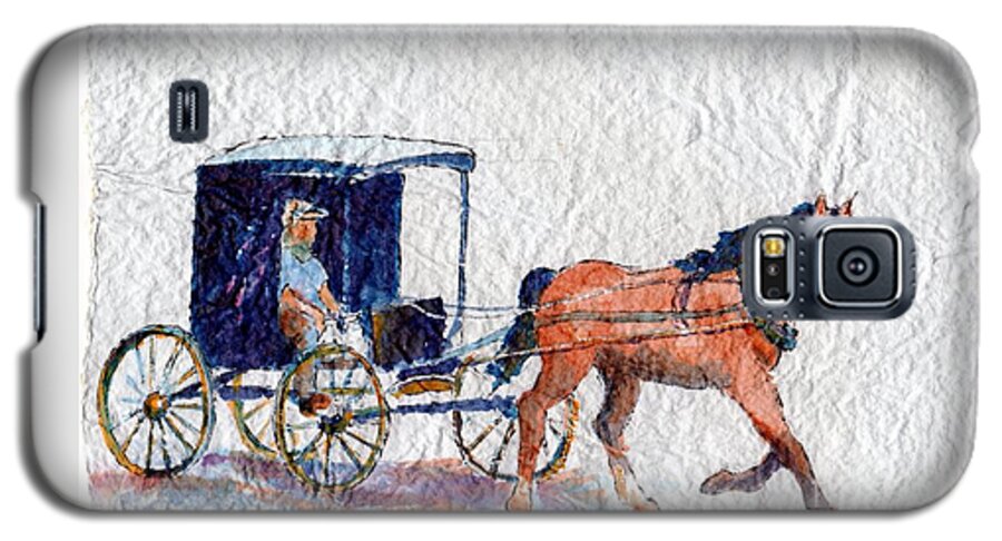 Horse Galaxy S5 Case featuring the painting Horse and Buggy by Mary Haley-Rocks