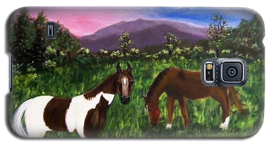 Horses Galaxy S5 Case featuring the painting Horses by Jamie Frier