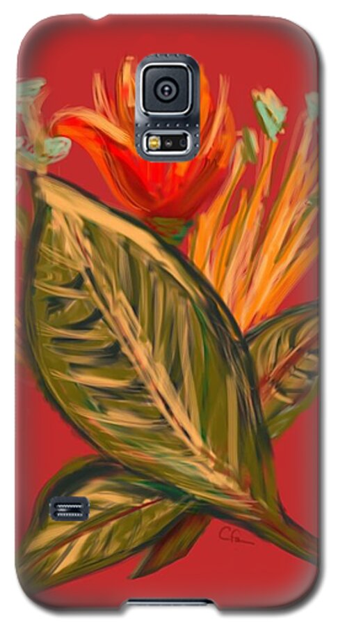 Floral Galaxy S5 Case featuring the digital art Hot Tulip l by Christine Fournier