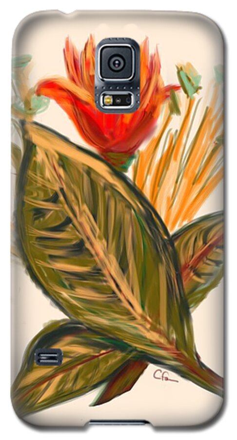 Floral Galaxy S5 Case featuring the digital art Hot Tulip Spring by Christine Fournier