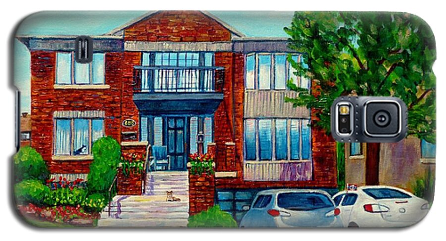 Montreal Galaxy S5 Case featuring the painting House Portrait-house Art-commissioned Montreal Paintings-carole Spandau by Carole Spandau