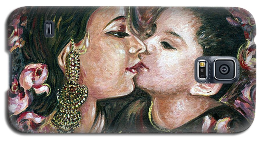 Kiss Galaxy S5 Case featuring the painting I love you MOM by Harsh Malik