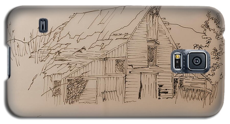 Old Barns Galaxy S5 Case featuring the drawing Idaho Barn by Joel Deutsch