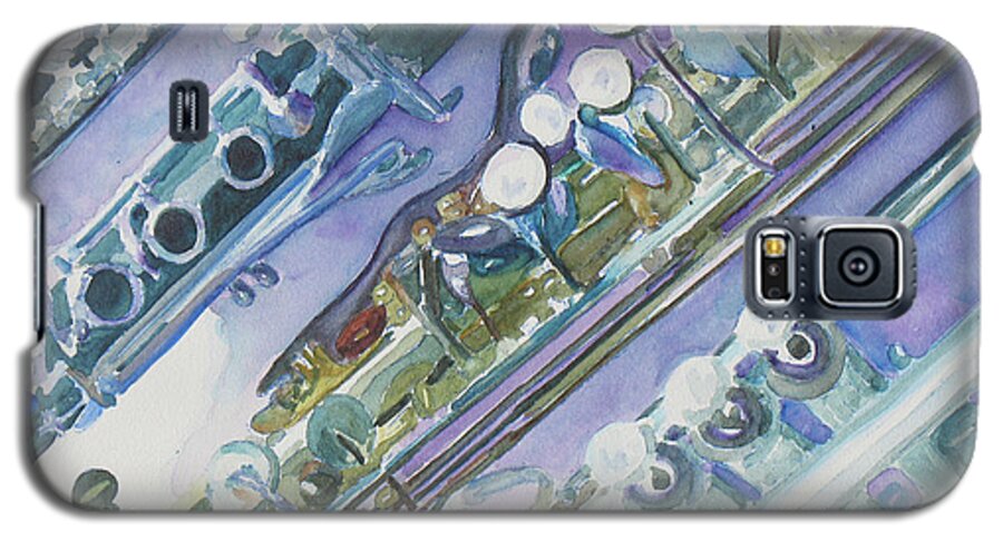 Instruments Galaxy S5 Case featuring the painting I'm Still Painting on the Keys by Jenny Armitage