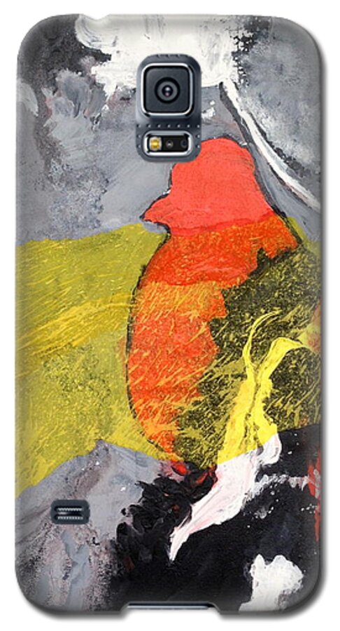 Abstract Art Galaxy S5 Case featuring the painting Red Bird Flyaway by Patsy Walton