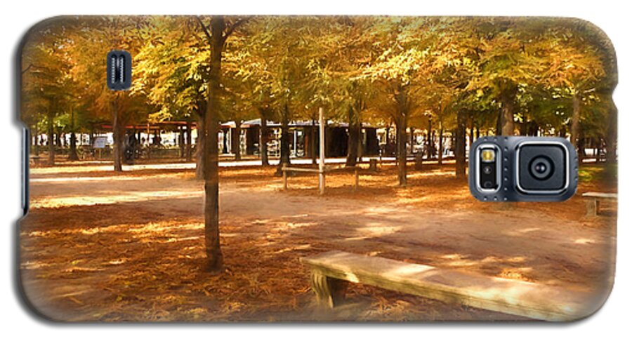 Tuileries Garden Galaxy S5 Case featuring the digital art Impressions of Paris - Tuileries Garden - Come Sit a Spell by Georgia Mizuleva