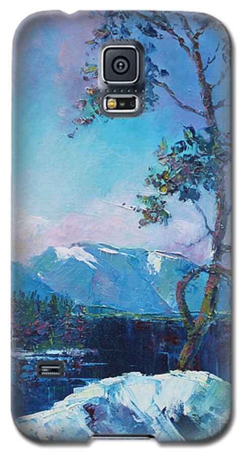 Landscape Galaxy S5 Case featuring the painting In Blue Mood by Marta Styk