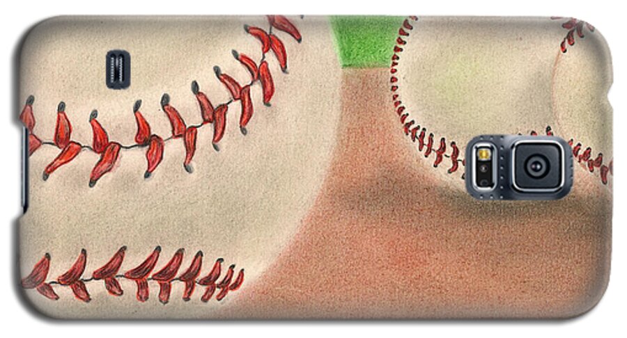 Baseball Galaxy S5 Case featuring the drawing In the Dirt by Troy Levesque
