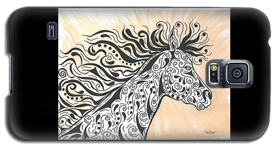 Horse Galaxy S5 Case featuring the painting In The Wind by Susie WEBER