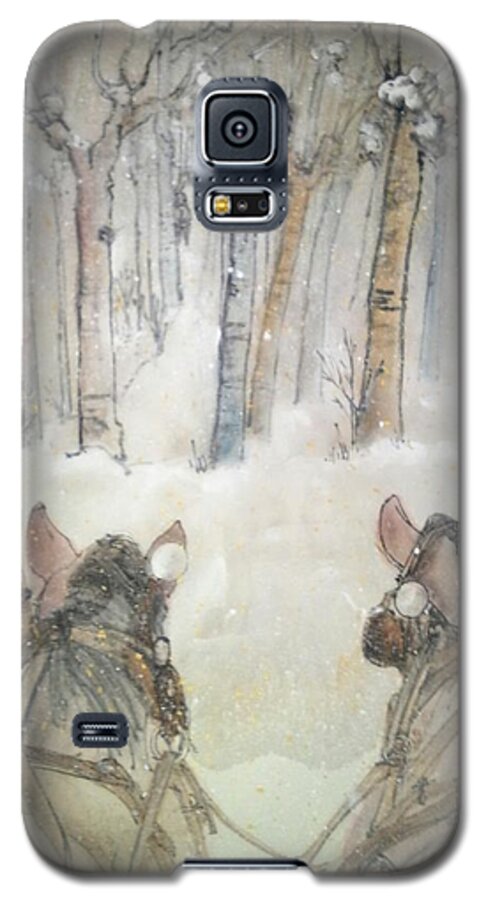 The Netherlands. Landscapes. Winter. Horses.trees. Snoe. Galaxy S5 Case featuring the painting Inges back album by Debbi Saccomanno Chan