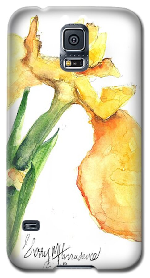 Owl Galaxy S5 Case featuring the painting Iris Blooms by Sherry Harradence