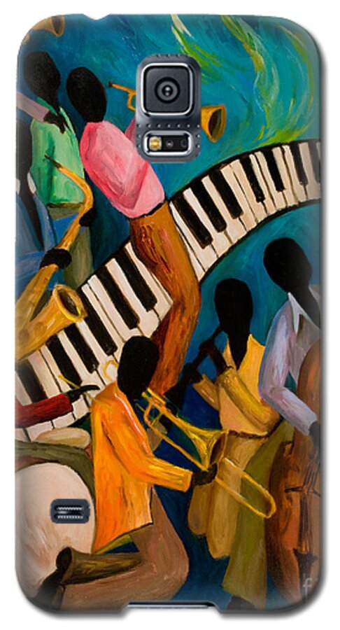 Jam Session Galaxy S5 Case featuring the painting Jazz on Fire by Larry Martin