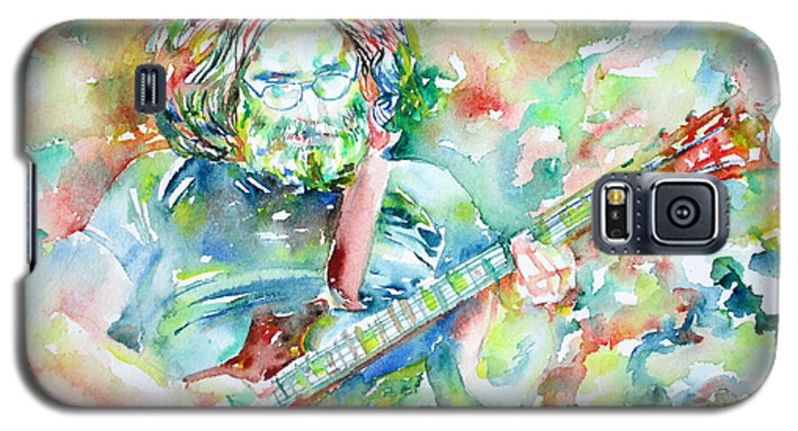 Jerry Galaxy S5 Case featuring the painting JERRY GARCIA PLAYING the GUITAR watercolor portrait.3 by Fabrizio Cassetta