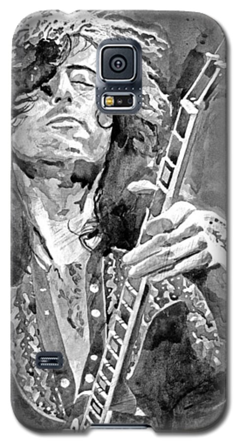 Jimmy Page Galaxy S5 Case featuring the painting Jimmy Page Mono by David Lloyd Glover