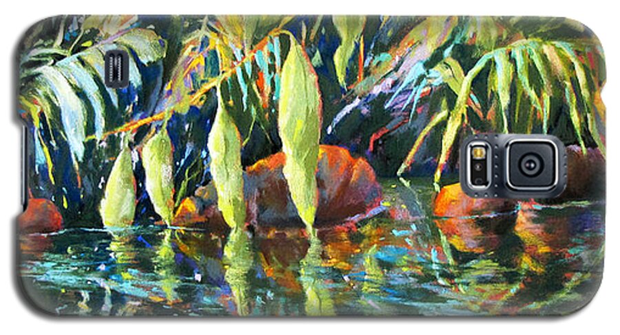 Jungle Leaves Galaxy S5 Case featuring the painting Jungle Reflections 2 by Rae Andrews