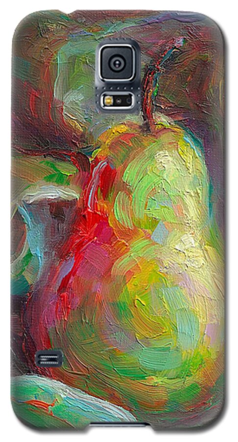 Green Galaxy S5 Case featuring the painting Just a Pear - impressionist still life by Talya Johnson
