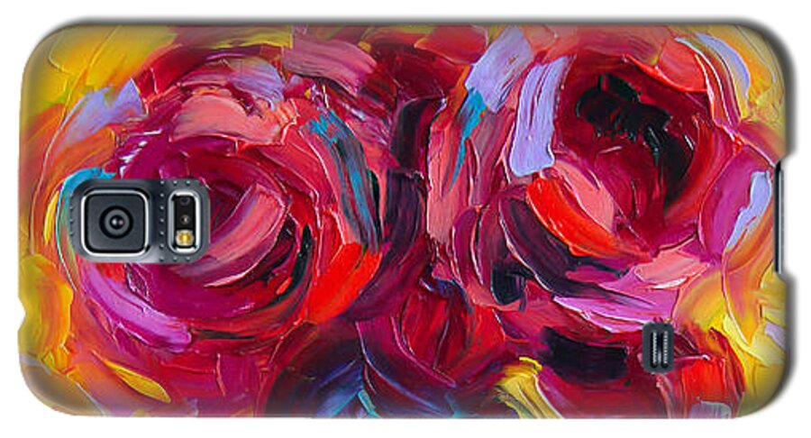 Rose Galaxy S5 Case featuring the painting Just Past Bloom - roses still life by Talya Johnson