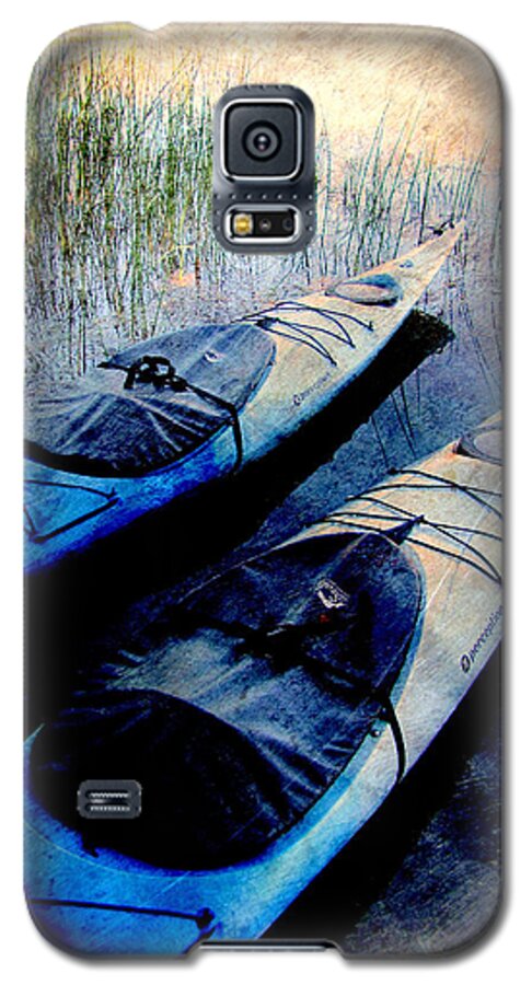 Kayak Galaxy S5 Case featuring the digital art Kayaks Resting w metal by Anita Burgermeister