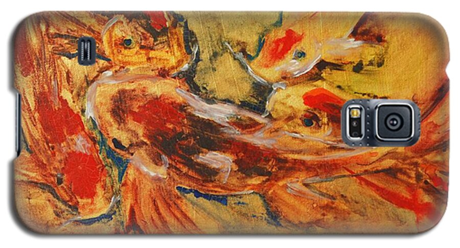 Fish Galaxy S5 Case featuring the painting Koi by Jani Freimann